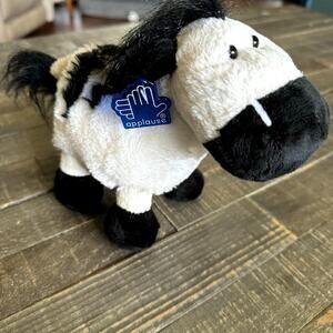 Animal Junction APPLAUSE Russ BERRIE Zebra Zeke PLUSH Black & White 8”